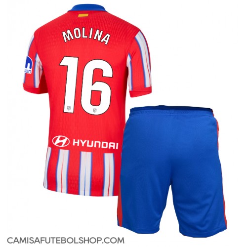 Camisa de time de futebol Atletico Madrid Nahuel Molina #16 Replicas 1º Equipamento Infantil 2024-25 Manga Curta (+ Calças curtas)